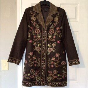 🛒30% off 2👠 Silk Land brown silk jacket embroidered SilkLand